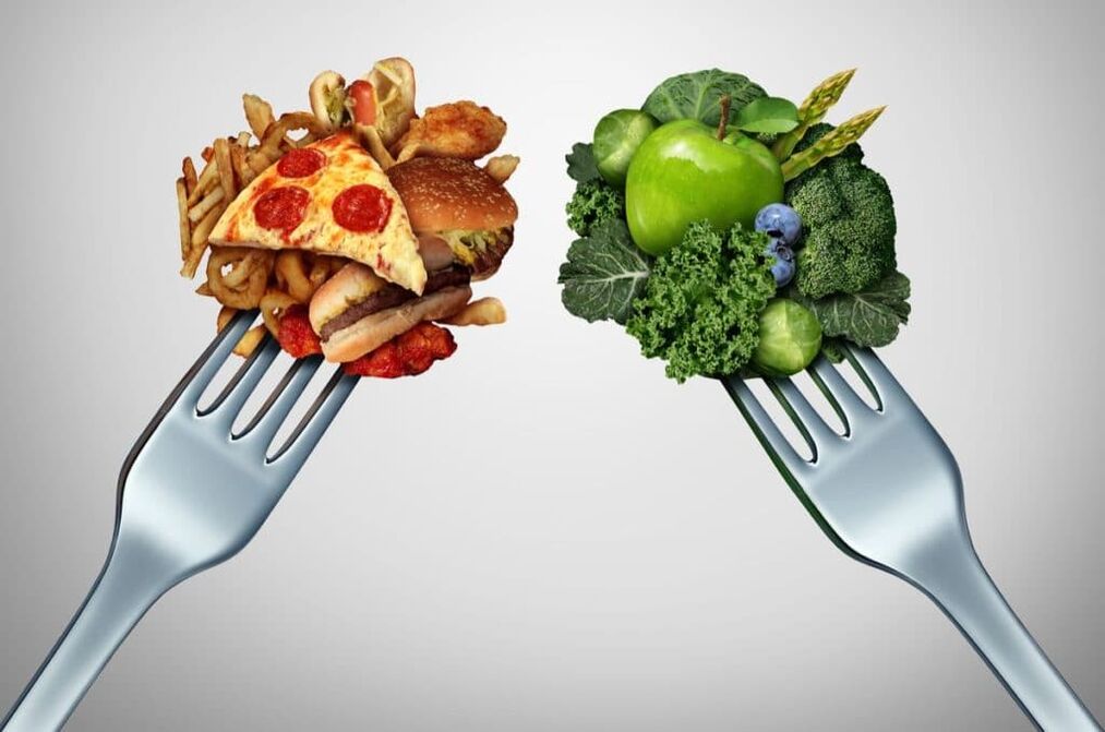 Unhealthy and healthy foods for prostatitis